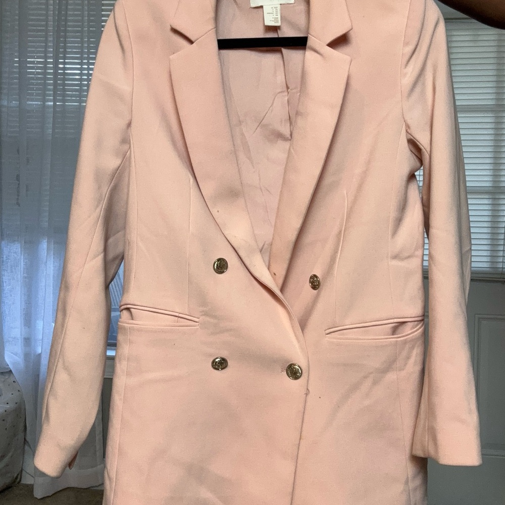 H&M baby pink Double-Breasted Women's Coat SIZE 4